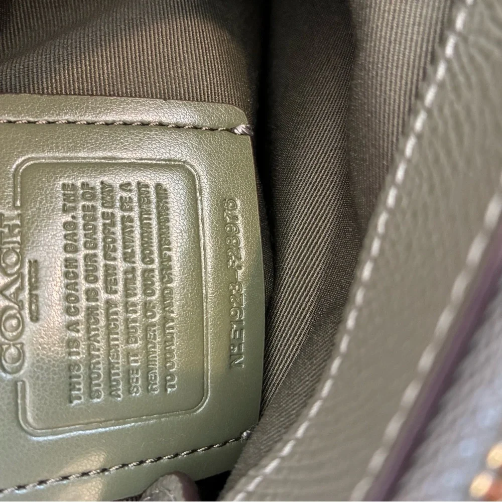 Coach Mini Sage Green Olive Carryall Satchel in Military Green Crossgrain Leathe